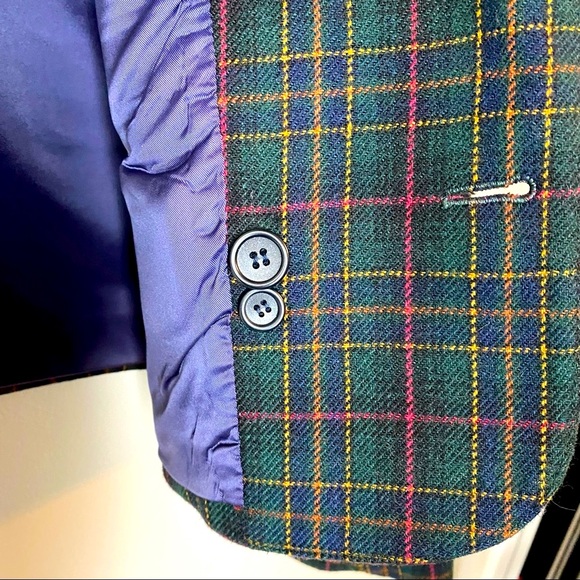 Vintage Peabody House Cropped Wool Blend Plaid Blazer C - Picture 2 of 7